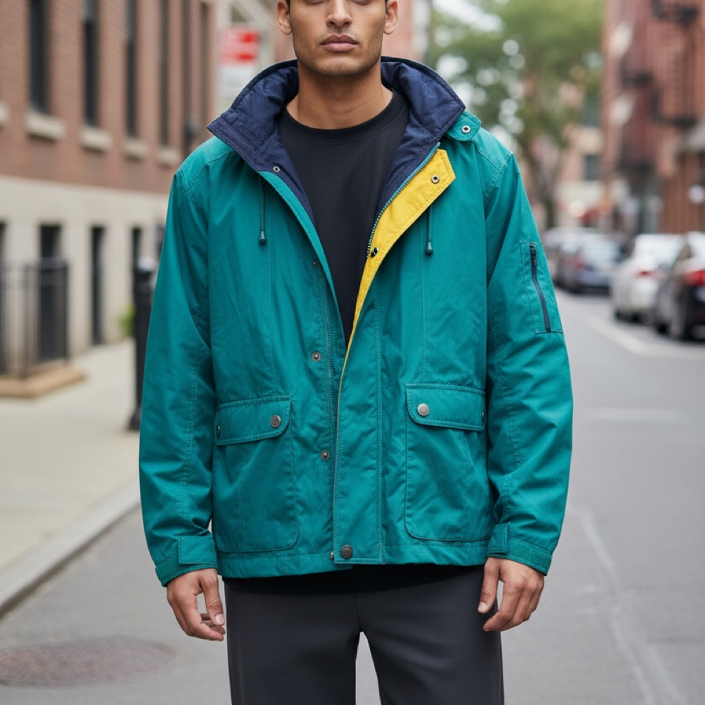 Vintage London Fog Teal and Yellow Jacket